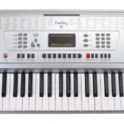 Funkey 61 Keyboard Silber (61 Tasten, 100 Klangfarben, 100 Rhythmen, 8 Demo Songs, Netzteil, Notenständer)