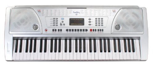 Funkey Kinder Spielzeug Keyboard mit 61 Tasten LCD Display Netzteil Notenhalter 